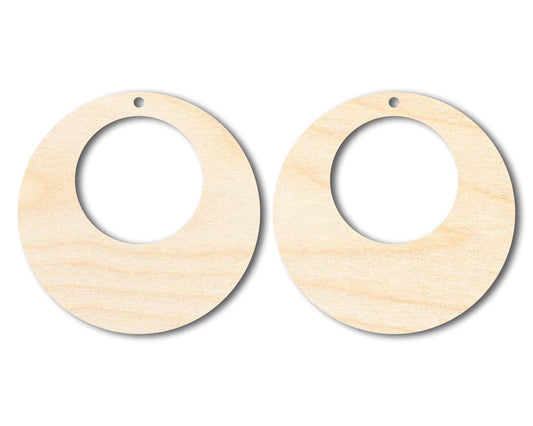 Unfinished Wood Hollow Circle Earring Blank Pair - DIY Jewelry Craft - Available in 1" to 3" - NameSigns.com