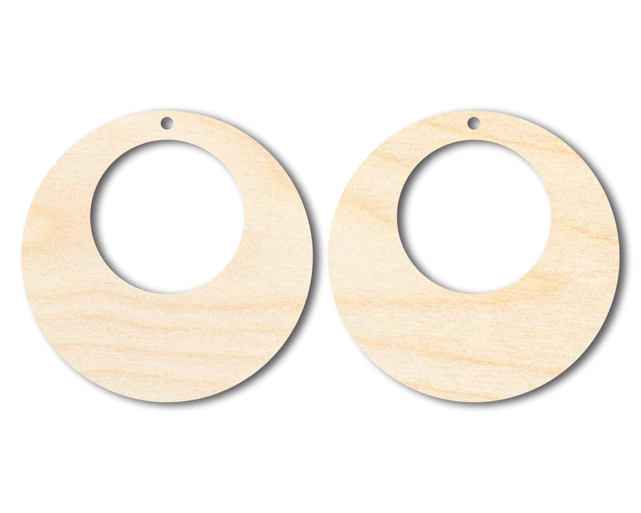 Unfinished Wood Hollow Circle Earring Blank Pair - DIY Jewelry Craft - Available in 1" to 3" - NameSigns.com