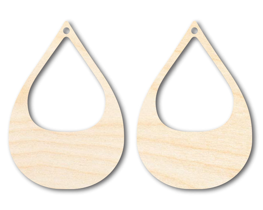 Unfinished Wood Hollow Teardrop Earring Blank Pair - DIY Jewelry Craft - Available in 1" to 3" - NameSigns.com