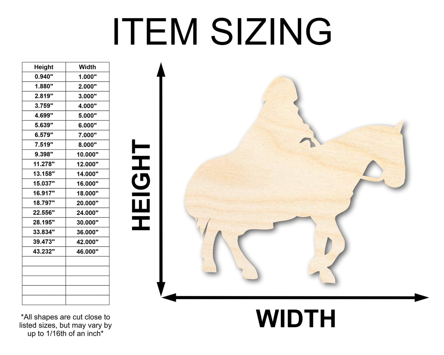 Unfinished Wood Hooded Horse and Rider Shape - Craft - up to 46" - NameSigns.com