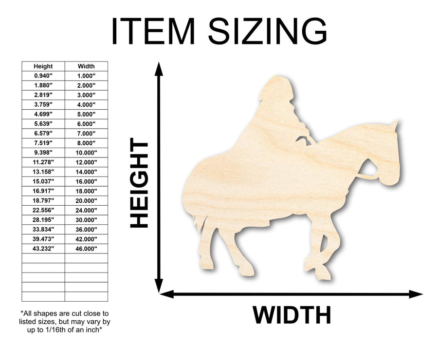 Unfinished Wood Hooded Horse and Rider Shape - Craft - up to 46" - NameSigns.com