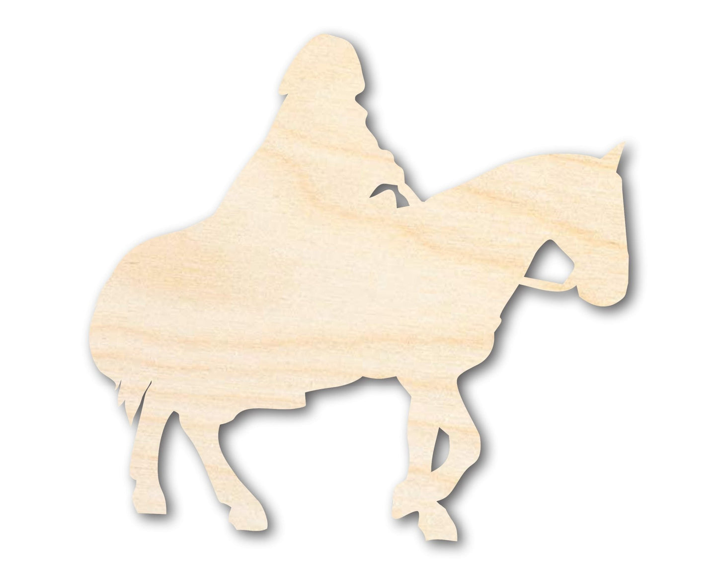Unfinished Wood Hooded Horse and Rider Shape - Craft - up to 46" - NameSigns.com
