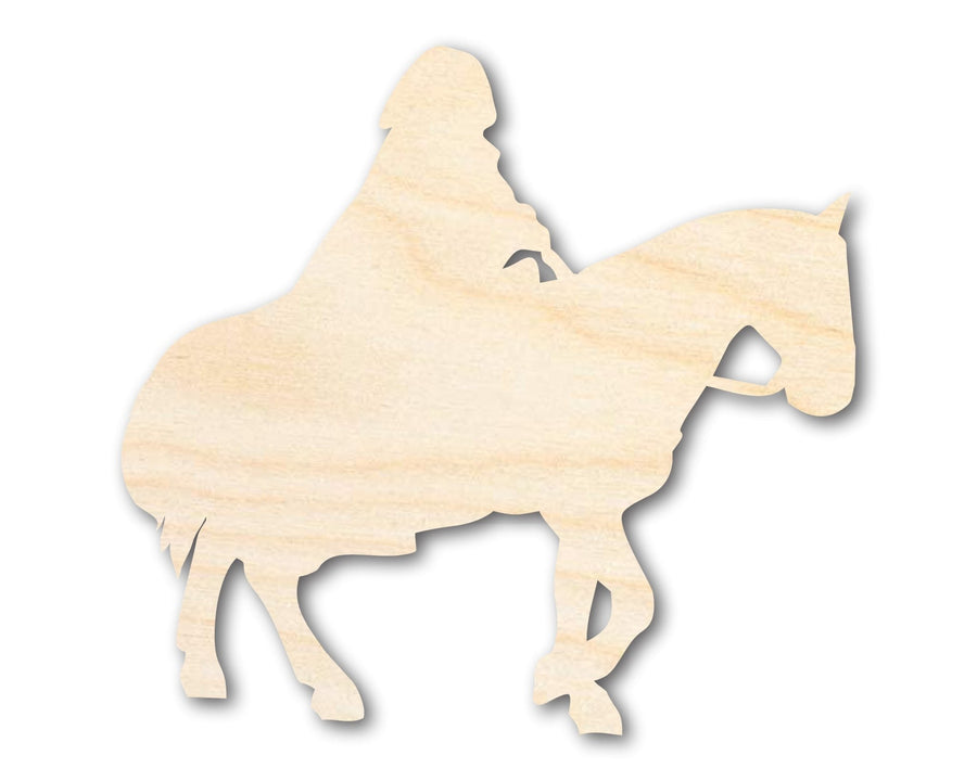 Unfinished Wood Hooded Horse and Rider Shape - Craft - up to 46" - NameSigns.com