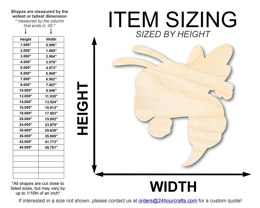 Unfinished Wood Hornet Mascot Shape | DIY Craft Cutout | up to 46" DIY - NameSigns.com