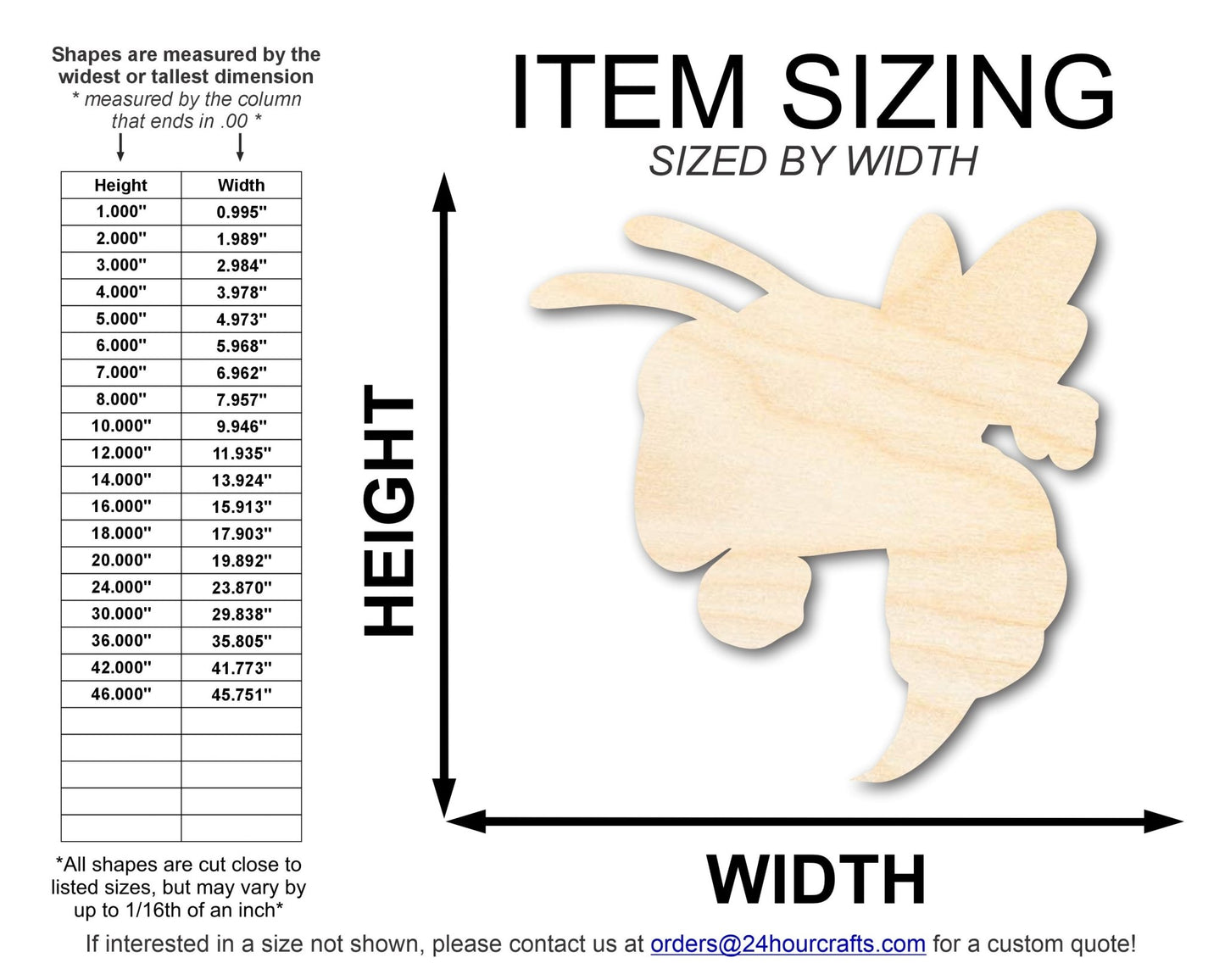 Unfinished Wood Hornet Mascot Shape | DIY Craft Cutout | up to 46" DIY - NameSigns.com