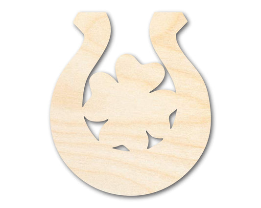 Unfinished Wood Horseshoe Shamrock Shape - Craft - up to 46" - NameSigns.com