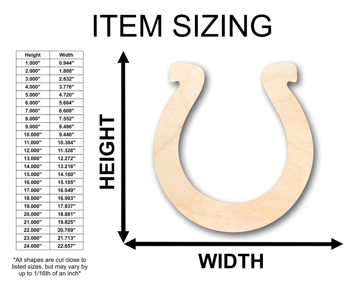 Unfinished Wood Horseshoe Shape - Craft - up to 46" DIY - NameSigns.com