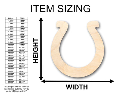 Unfinished Wood Horseshoe Shape - Craft - up to 46" DIY - NameSigns.com