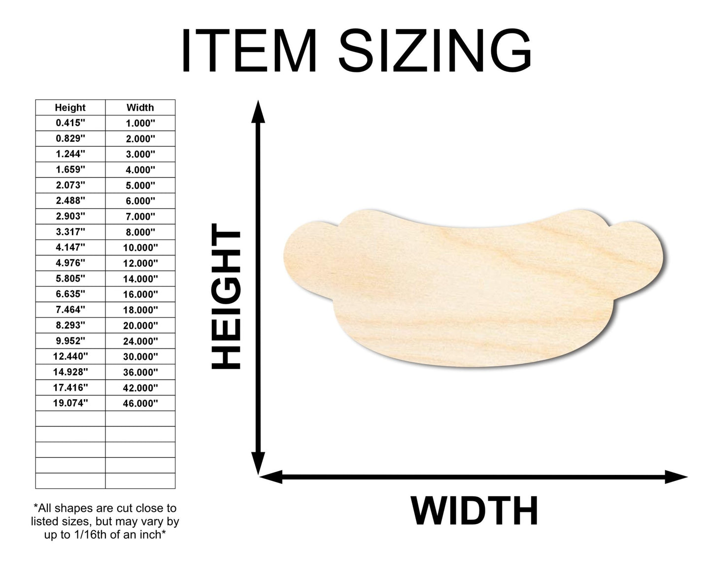 Unfinished Wood Hot Dog Shape | Craft Cutout | up to 46" DIY - NameSigns.com