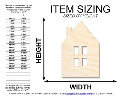 Unfinished Wood House Window Silhouette Shape | DIY Craft Cutout | Up to 36" - NameSigns.com