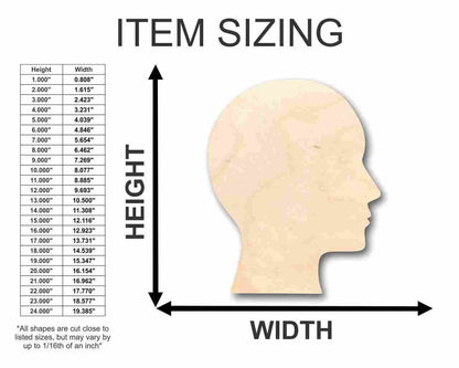 Unfinished Wood Human Head Shape - Craft - up to 46" DIY - NameSigns.com