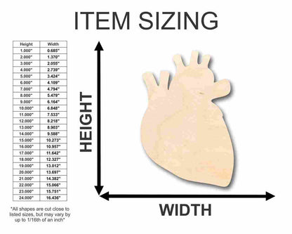 Unfinished Wood Human Heart Shape - Craft - up to 46" DIY - NameSigns.com