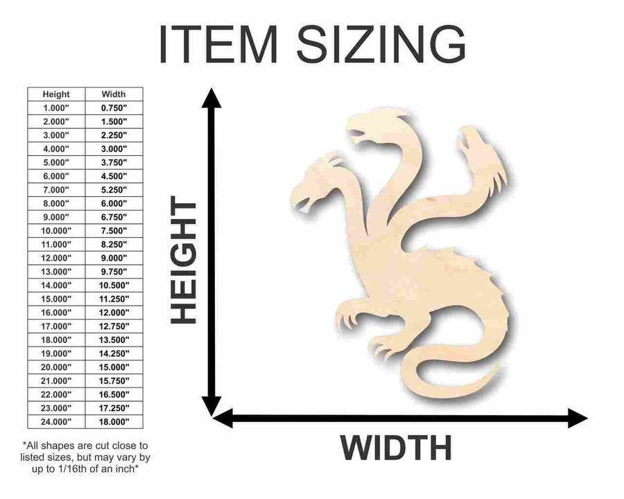 Unfinished Wood Hydra Shape - Mythical - Beast - Craft - up to 46" DIY - NameSigns.com