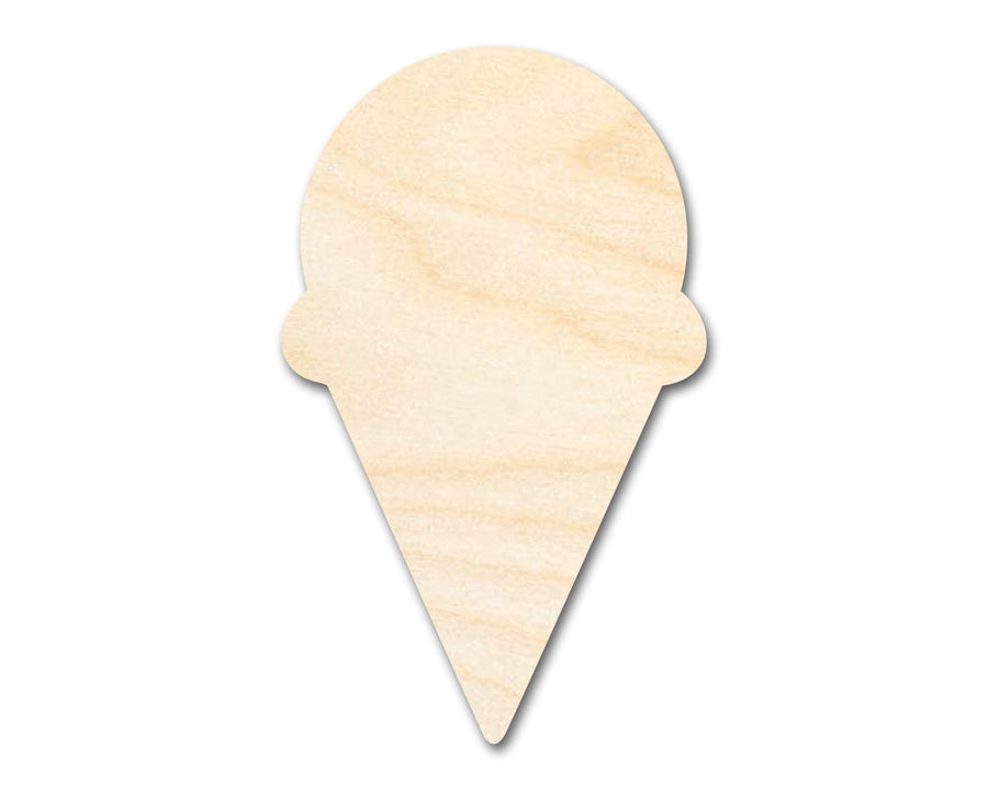Unfinished Wood Ice Cream Cone Silhouette | Single Scoop | Craft Cutout | up to 46" DIY - NameSigns.com