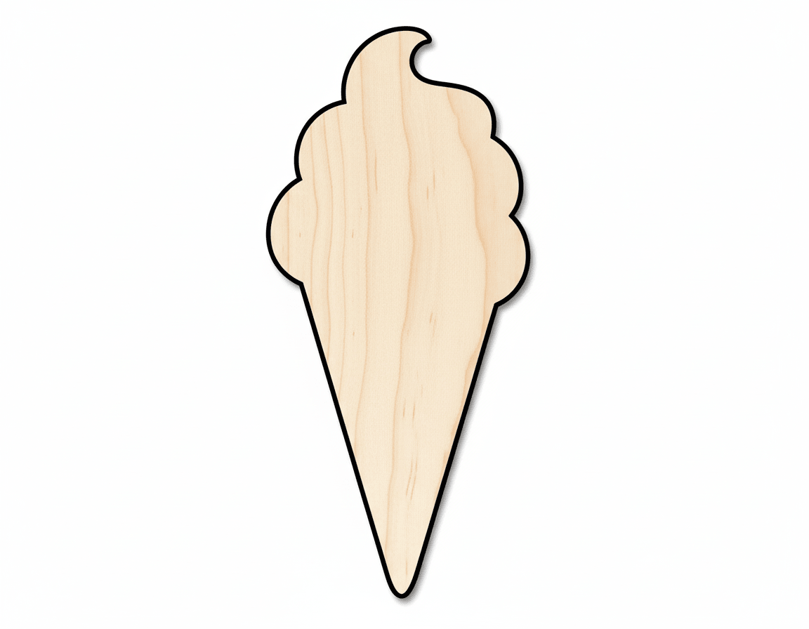 Unfinished Wood Ice Cream Shape | Soft Serve | Food | Summer | Craft Cutout | up to 46" DIY - NameSigns.com