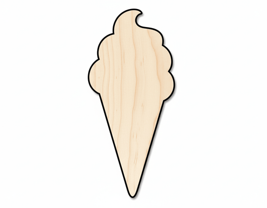Unfinished Wood Ice Cream Shape | Soft Serve | Food | Summer | Craft Cutout | up to 46" DIY - NameSigns.com