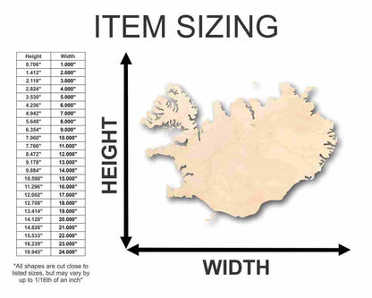 Unfinished Wood Iceland Shape - Country - Craft - up to 46" DIY - NameSigns.com