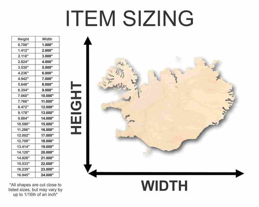Unfinished Wood Iceland Shape - Country - Craft - up to 46" DIY - NameSigns.com