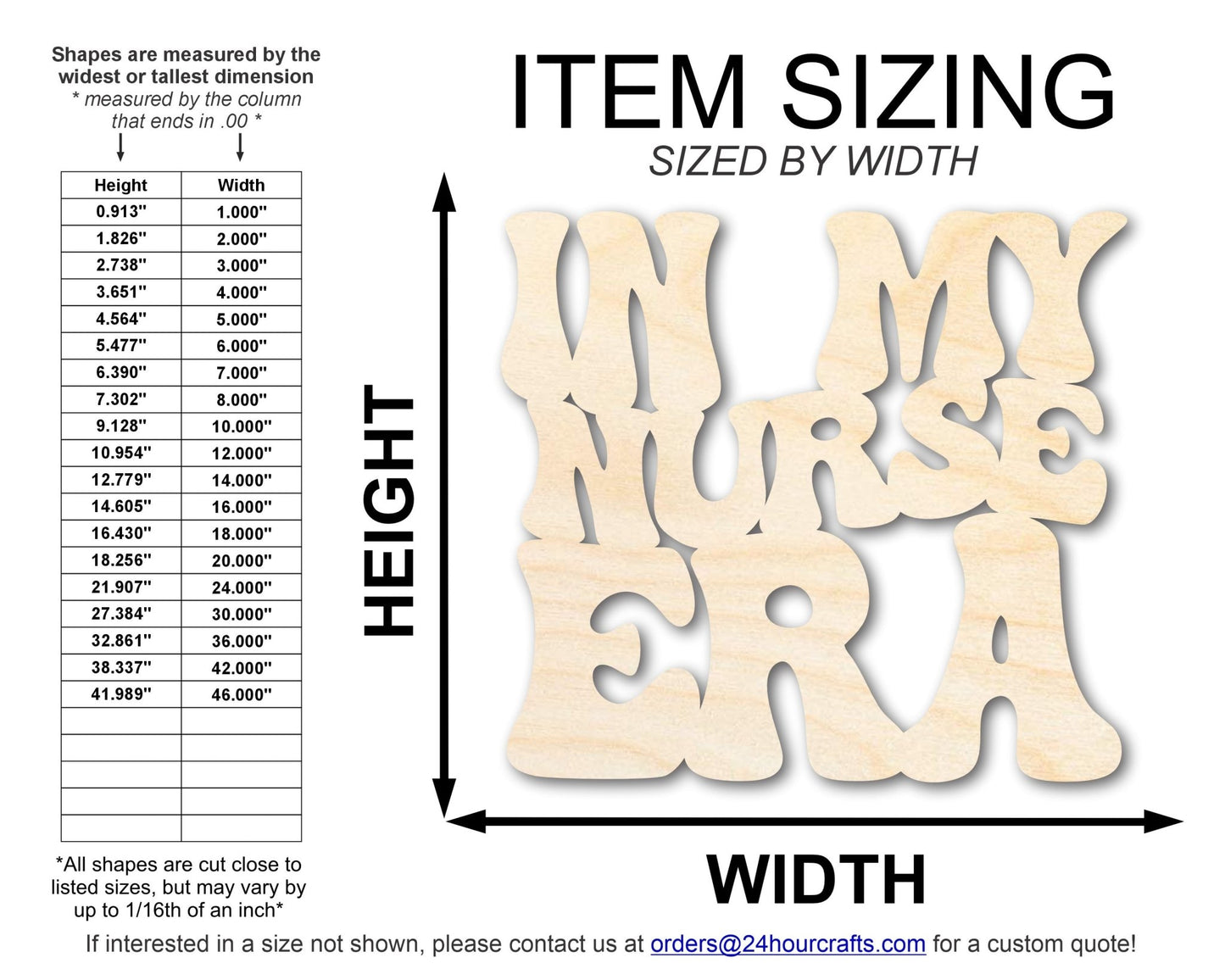 Unfinished Wood In My Nurse Era Cutout | DIY Craft Shape | up to 46" DIY - NameSigns.com