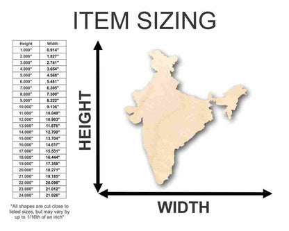 Unfinished Wood India Shape - Country - Craft - up to 46" DIY - NameSigns.com