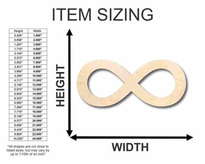 Unfinished Wood Infinity Symbol - Craft - up to 46" DIY - NameSigns.com
