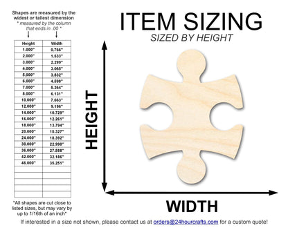 Unfinished Wood Interlocking Puzzle Shape | Autism Awareness | Craft Cutout | up to 46" DIY - NameSigns.com