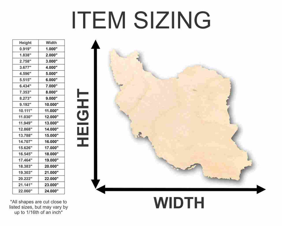 Unfinished Wood Iran Shape - Country - Craft - up to 46" DIY - NameSigns.com