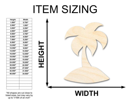 Unfinished Wood Island Palm Tree Shape - Craft - up to 46" DIY - NameSigns.com