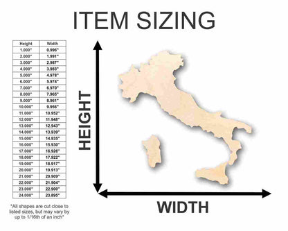 Unfinished Wood Italy Shape 3 Pieces - Country - Craft - up to 46" DIY - NameSigns.com