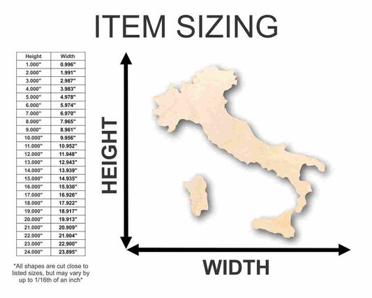 Unfinished Wood Italy Shape 3 Pieces - Country - Craft - up to 46" DIY - NameSigns.com