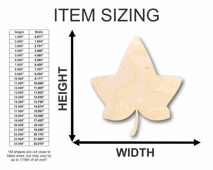 Unfinished Wood Ivy Leaf Shape - Fall - Craft - up to 46" DIY - NameSigns.com