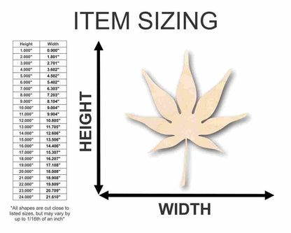 Unfinished Wood Japanese Maple Leaf Shape - Fall - Craft - up to 46" DIY - NameSigns.com