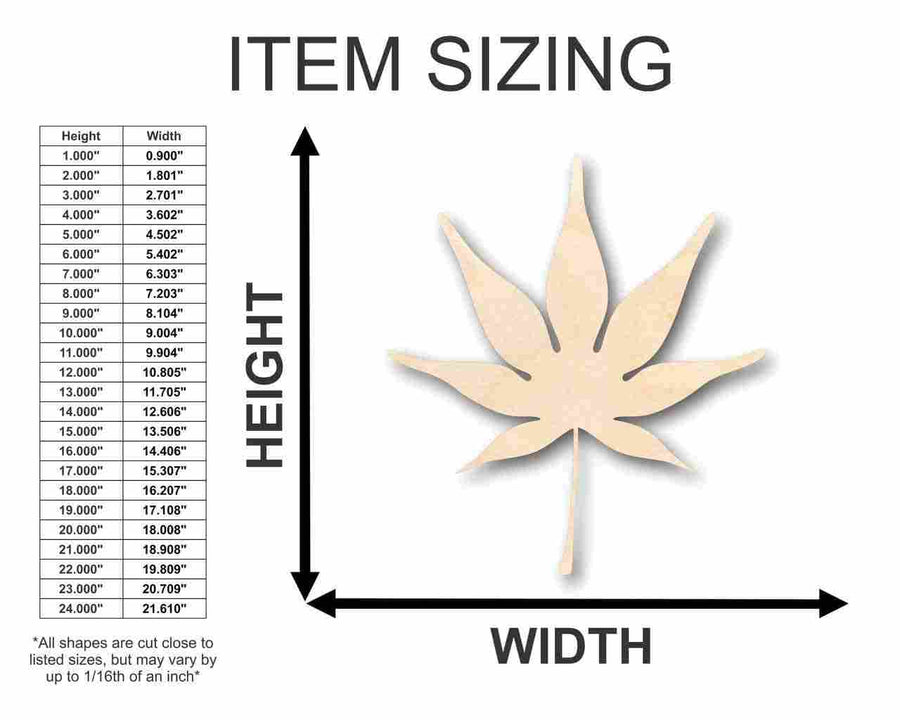 Unfinished Wood Japanese Maple Leaf Shape - Fall - Craft - up to 46" DIY - NameSigns.com