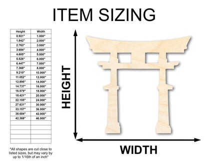 Unfinished Wood Japanese Torri Shape | Craft Cutout | up to 46" DIY - NameSigns.com