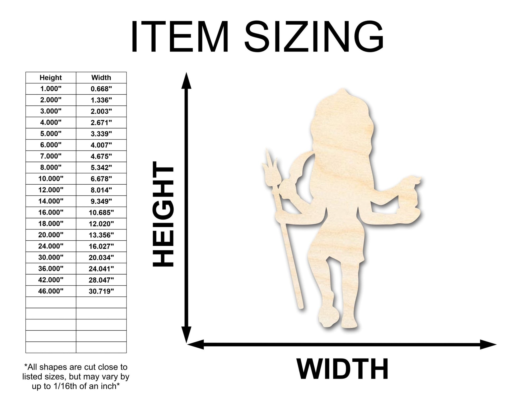 Unfinished Wood Kali Shape - Craft - up to 46" - NameSigns.com