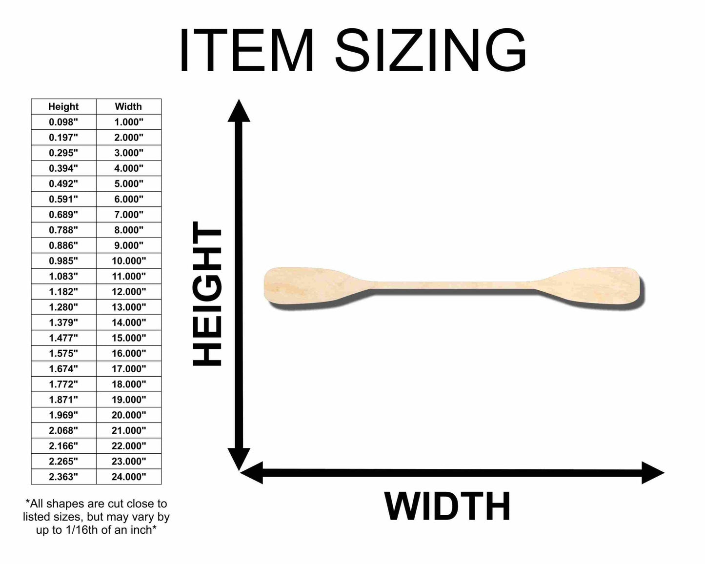 Unfinished Wood Kayak Oars Silhouette - Craft - up to 46" DIY - NameSigns.com