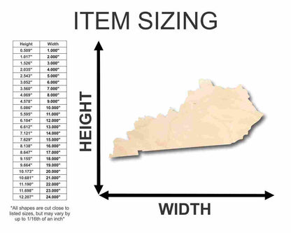 Unfinished Wood Kentucky Shape - State - Craft - up to 46" DIY - NameSigns.com
