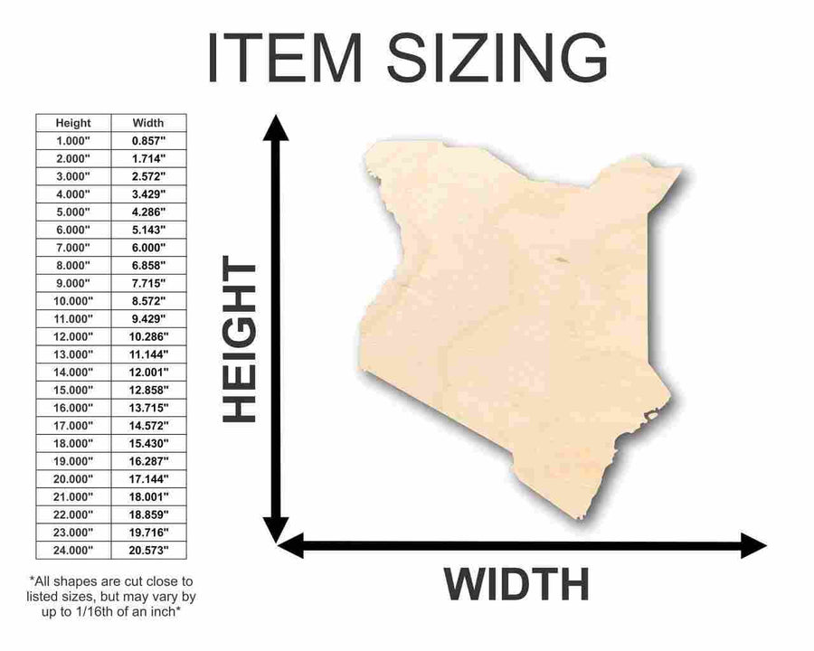 Unfinished Wood Kenya Shape - Country - Craft - up to 46" DIY - NameSigns.com