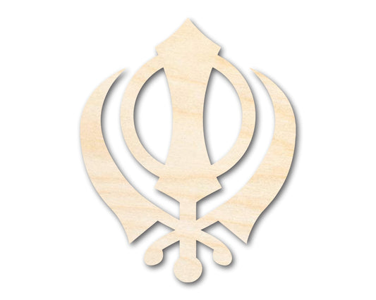 Unfinished Wood Khanda Sikhism Symbol Shape | DIY Craft Cutout | up to 46" DIY - NameSigns.com