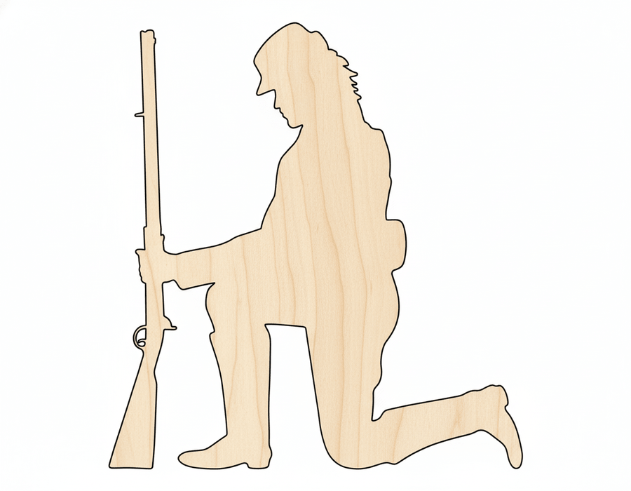 Unfinished Wood Kneeling Soldier Shape | DIY Craft Cutout | up to 46" DIY - NameSigns.com