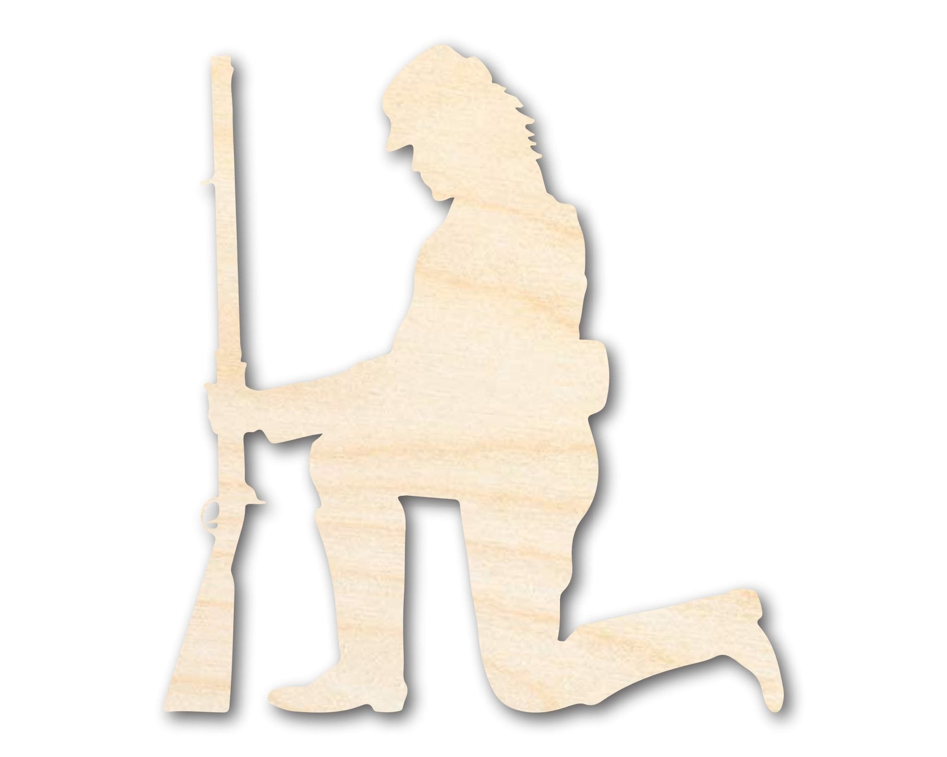 Unfinished Wood Kneeling Soldier Shape | DIY Craft Cutout | up to 46" DIY - NameSigns.com