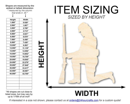 Unfinished Wood Kneeling Soldier Shape | DIY Craft Cutout | up to 46" DIY - NameSigns.com