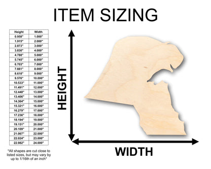 Unfinished Wood Kuwait Country Shape - Craft - up to 46" DIY - NameSigns.com