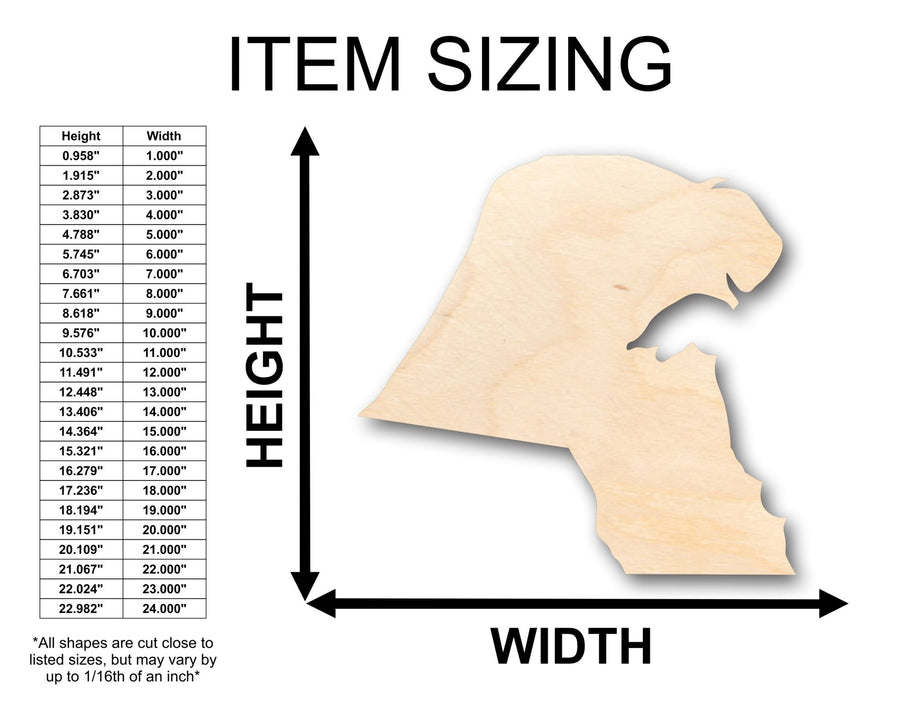 Unfinished Wood Kuwait Country Shape - Craft - up to 46" DIY - NameSigns.com