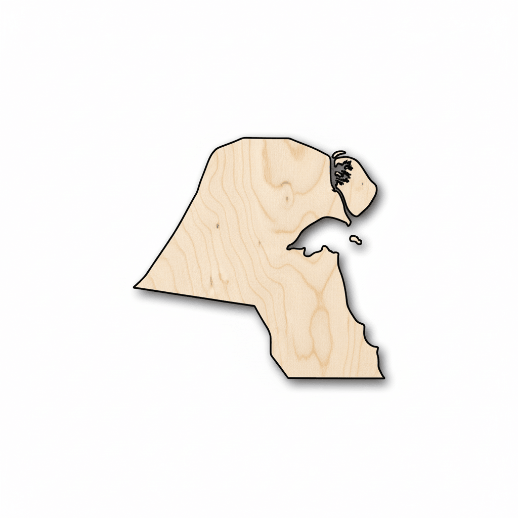 Unfinished Wood Kuwait Country Shape - Craft - up to 46" DIY - NameSigns.com