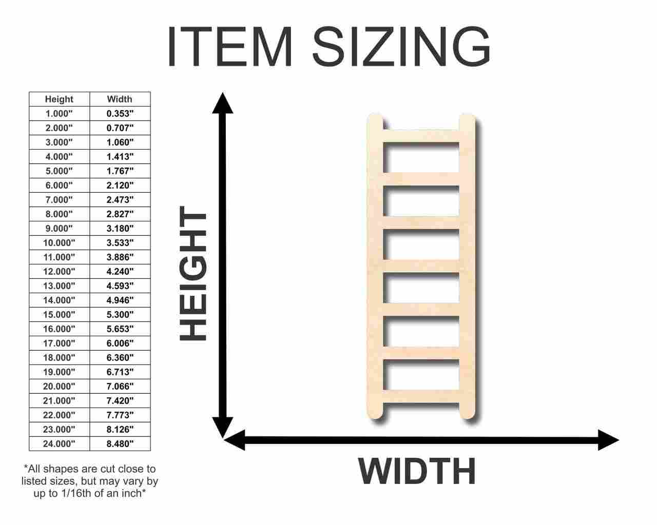 Unfinished Wood Ladder Shape - Fireman - Craft - up to 46" DIY - NameSigns.com