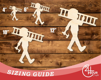 Unfinished Wood Ladder Worker Shape | DIY Craft Cutout | up to 46" DIY - NameSigns.com