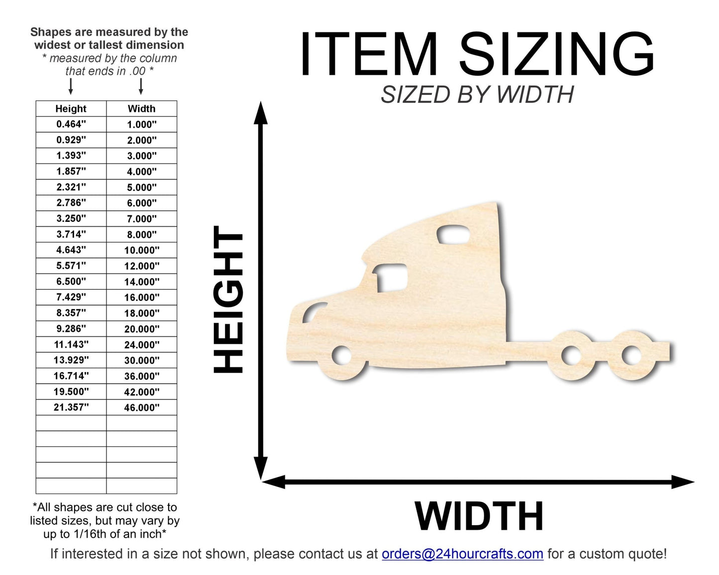 Unfinished Wood Large Truck Shape | DIY Craft Cutout | up to 46" DIY - NameSigns.com