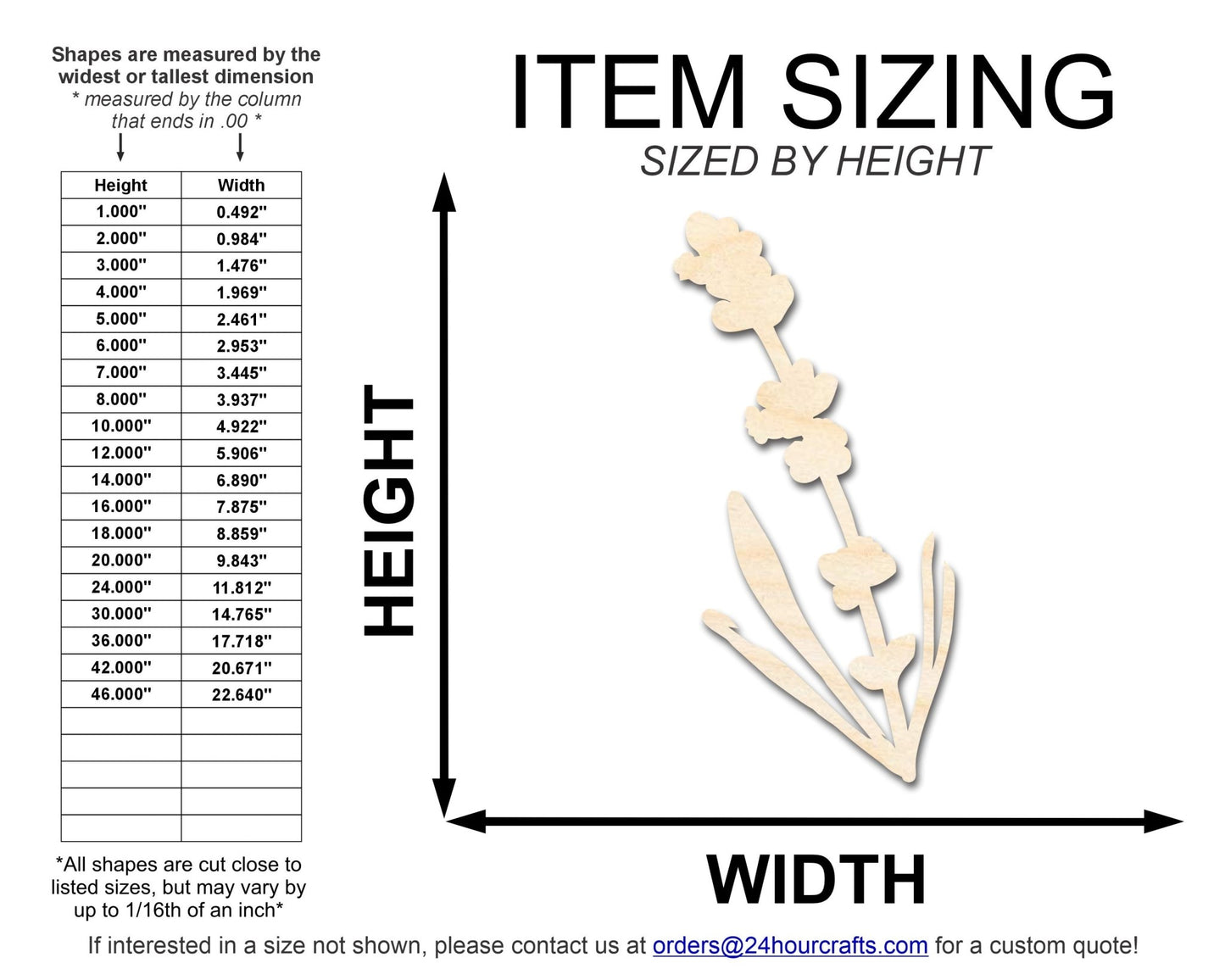Unfinished Wood Lavender Shape | DIY Craft Cutout | up to 46" DIY - NameSigns.com
