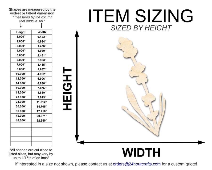Unfinished Wood Lavender Shape | DIY Craft Cutout | up to 46" DIY - NameSigns.com
